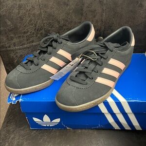 Adidas Stadt Dark Grey and Light Pink Trainers